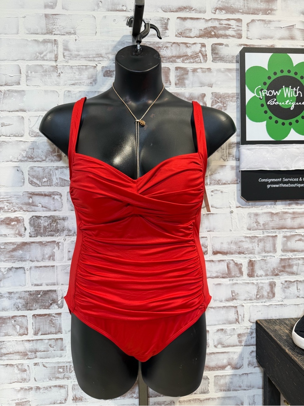 Sonnet shores Red Ruched One-Piece Swimsuit